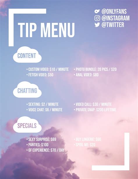 tip menu only fans|OnlyFans Menu Ideas and Examples (Get 3 Free。